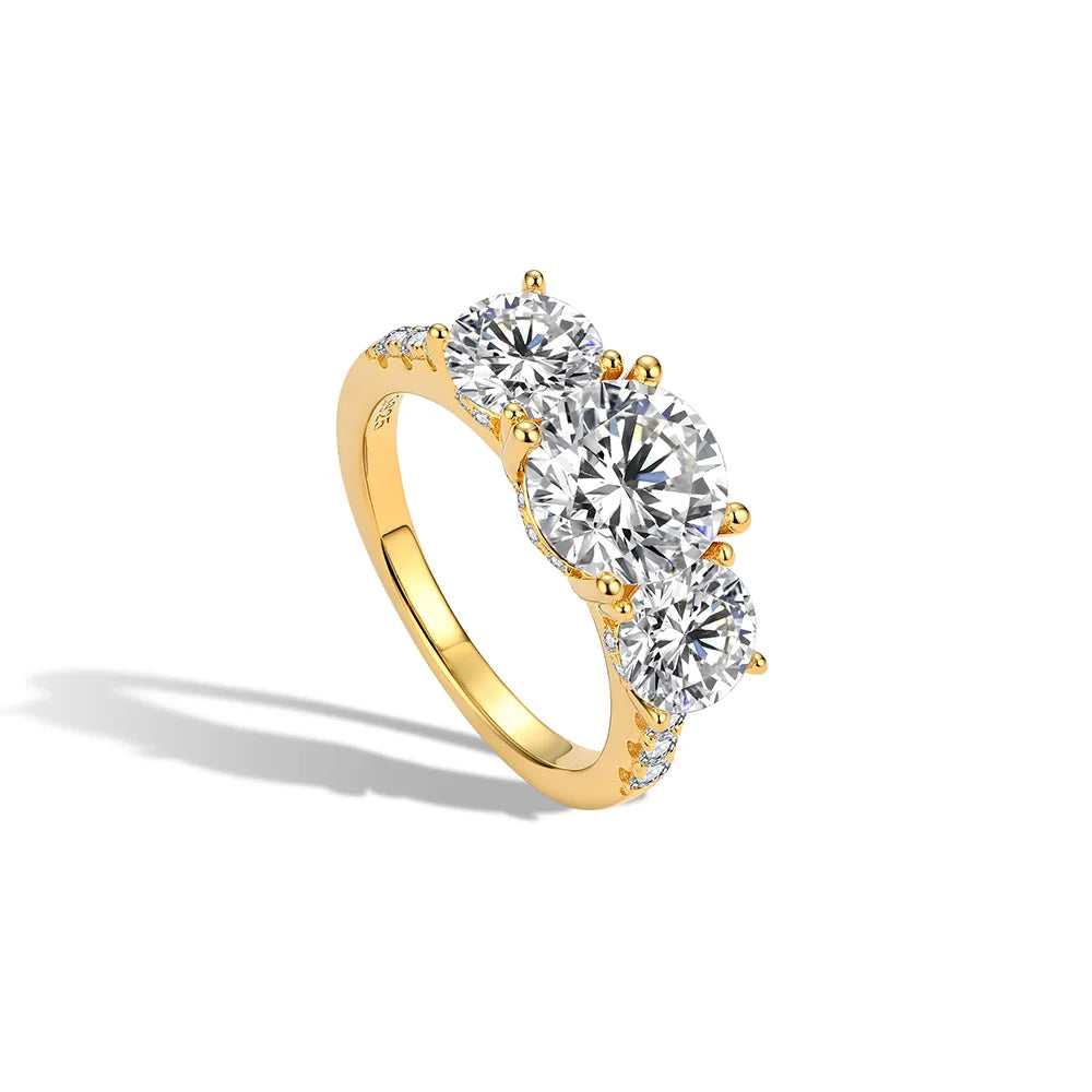 18K White Gold Plated 925 Sterling Silver 4ct Round Cut Moissanite Engagement Ring