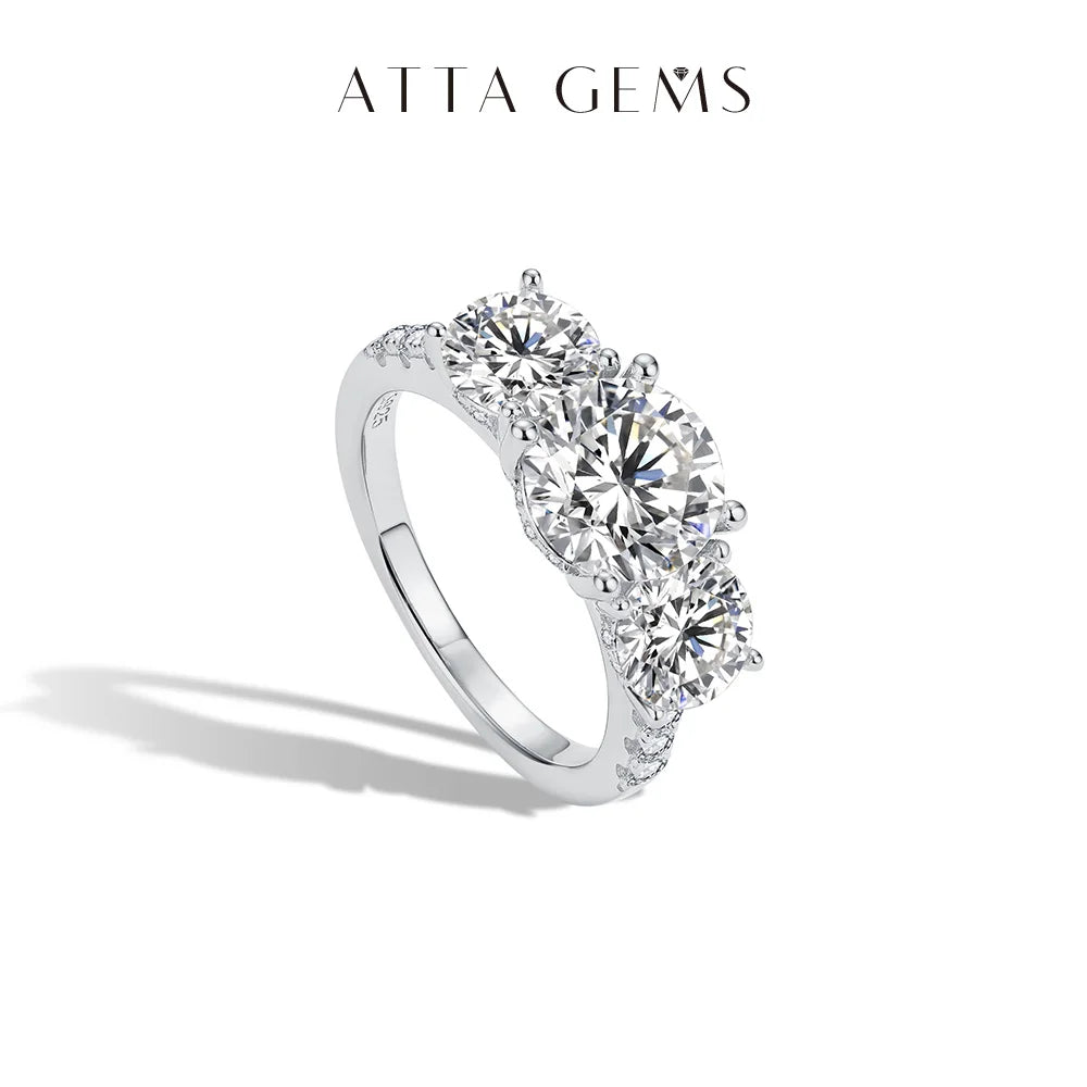 18K White Gold Plated 925 Sterling Silver 4ct Round Cut Moissanite Engagement Ring