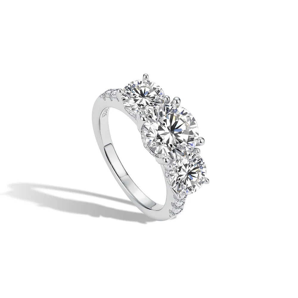 18K White Gold Plated 925 Sterling Silver 4ct Round Cut Moissanite Engagement Ring