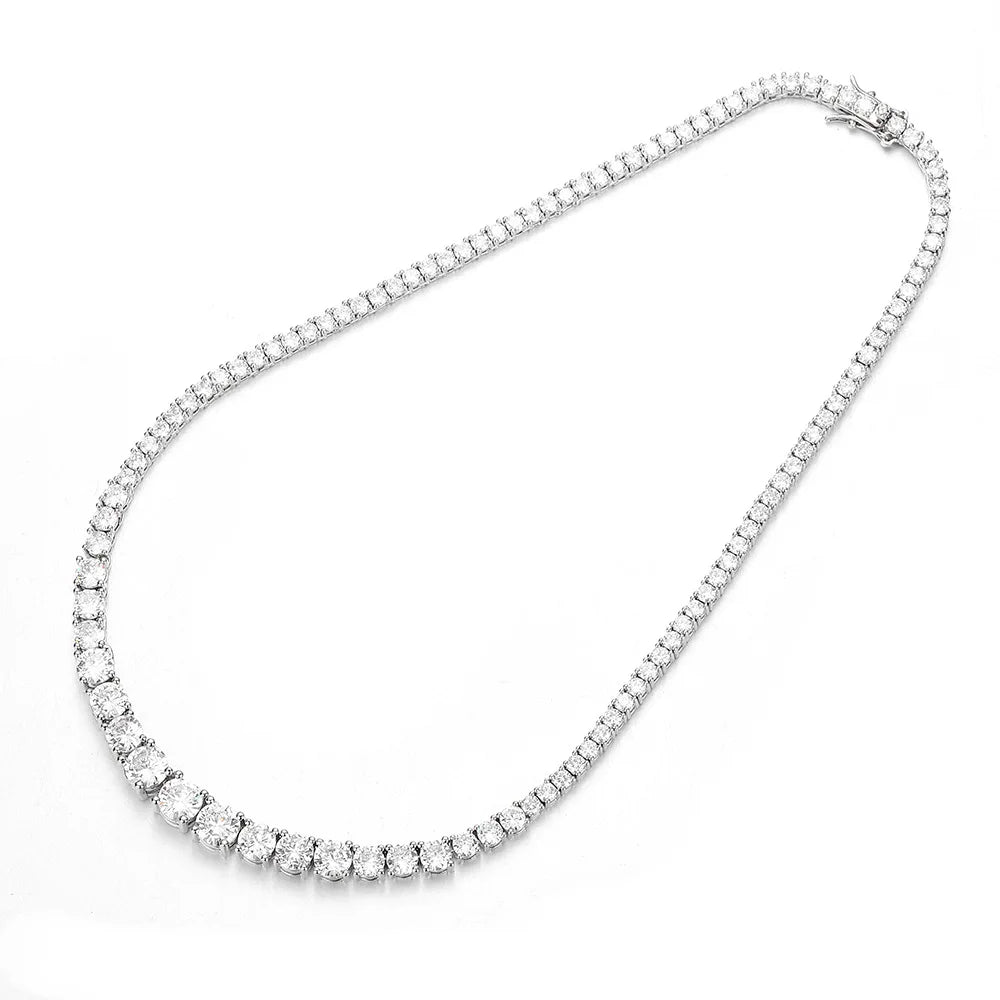 Women’s Moissanite Tennis Necklace Sterling Silver Gradient Diamond Choker Sparkling Jewelry