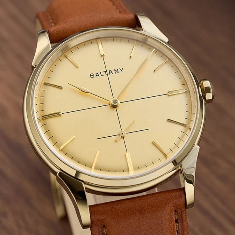 BALTANY Retro Mechanical Dress Watch for Men | Leather Strap with Waterproof Sapphire Crystal
