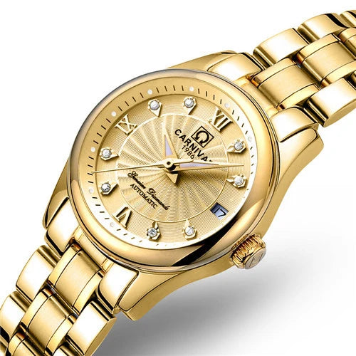 Women Luxury Automatic Watch Stainless Steel 26mm Sapphire Crystal Calendar Water Resistance