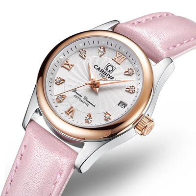 Women Luxury Automatic Watch Stainless Steel 26mm Sapphire Crystal Calendar Water Resistance