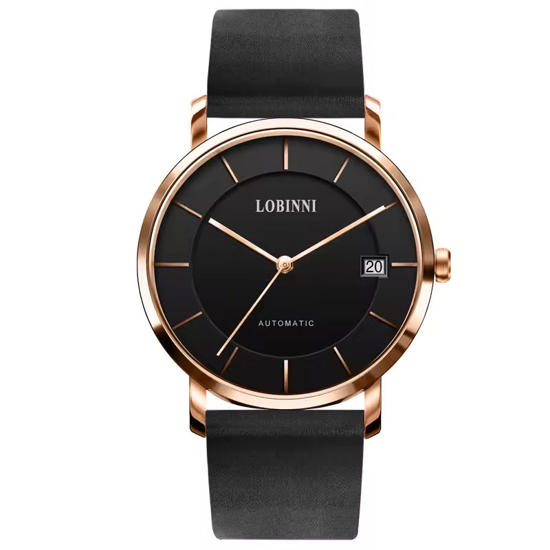 Women’s Luxury Automatic Watch 34mm Sapphire Crystal Leather Strap 5ATM Water Resistant