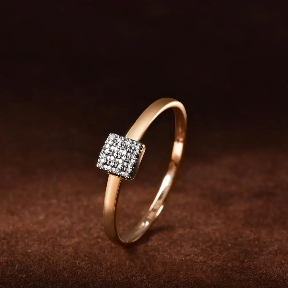 14K Rose Gold Diamond Jewelry Set Earrings Ring Pendant for Wedding Anniversary Gift