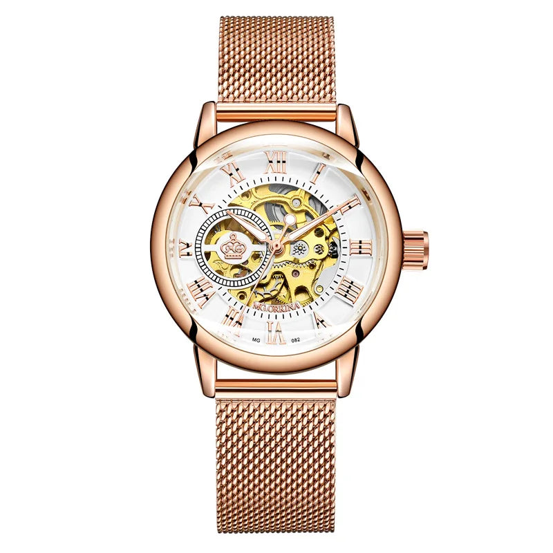 New Fashion Luxury Brand Skeleton Women Mechanical Watches Female Clock Automatic Self-Wind Wristwatches for Ladies Montre Femme