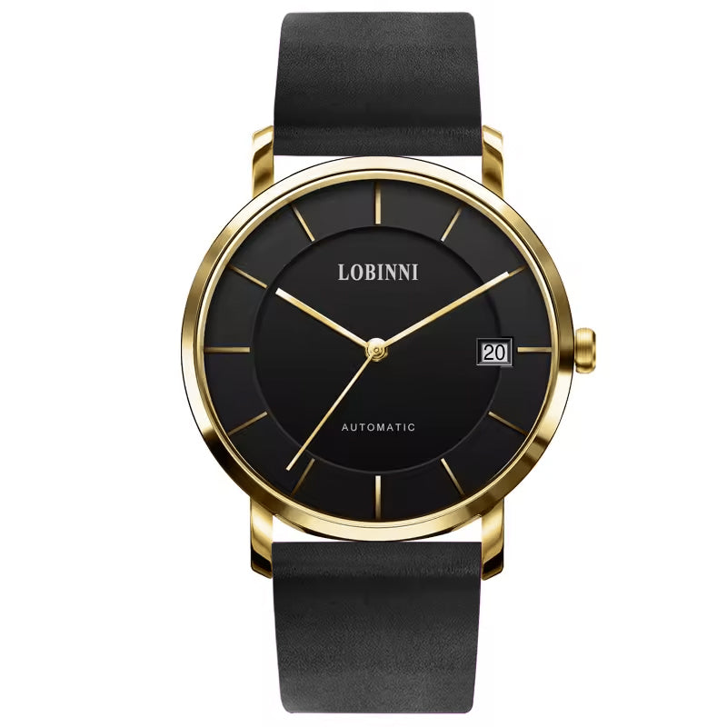 Women’s Luxury Automatic Watch 34mm Sapphire Crystal Leather Strap 5ATM Water Resistant