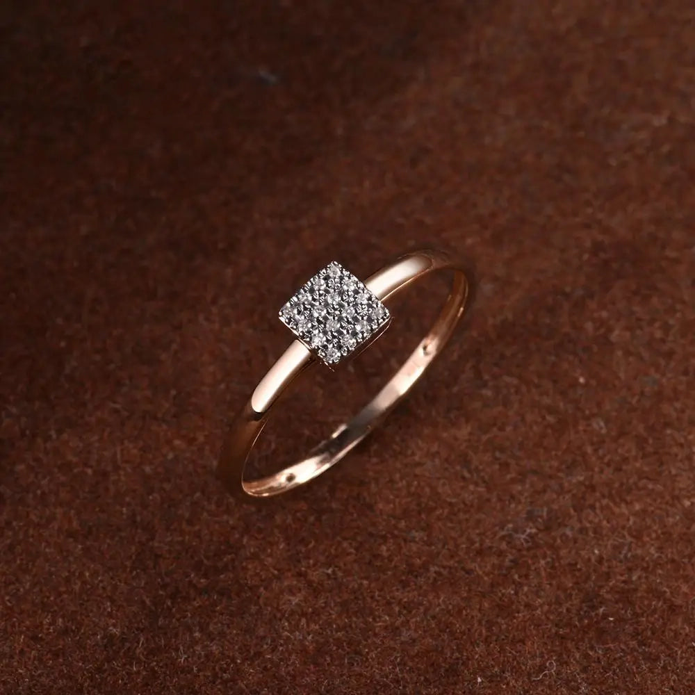 14K Rose Gold Diamond Jewelry Set Earrings Ring Pendant for Wedding Anniversary Gift