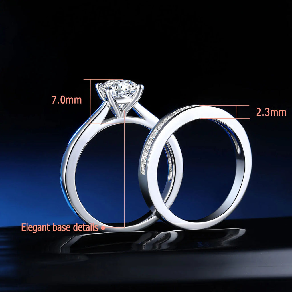 Newshe Solitaire Round Cubic Zirconia Engagement & Wedding Rings – 925 Sterling Silver, White & Yellow Gold Finish