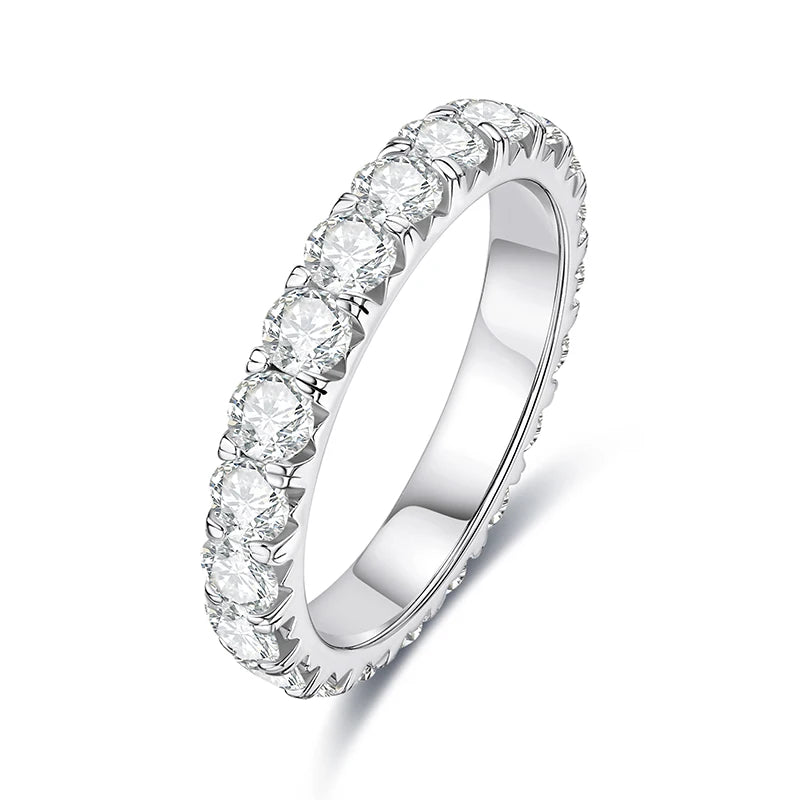 18K Gold Plated 925 Sterling Silver 3mm D Color Moissanite Eternity Wedding Band