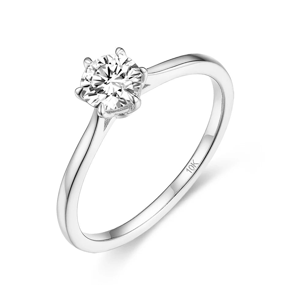 14K Yellow Gold Moissanite Solitaire Ring 0.5CT Round Cut Engagement Wedding Anniversary Jewelry