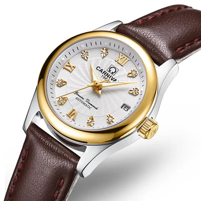 Women Luxury Automatic Watch Stainless Steel 26mm Sapphire Crystal Calendar Water Resistance