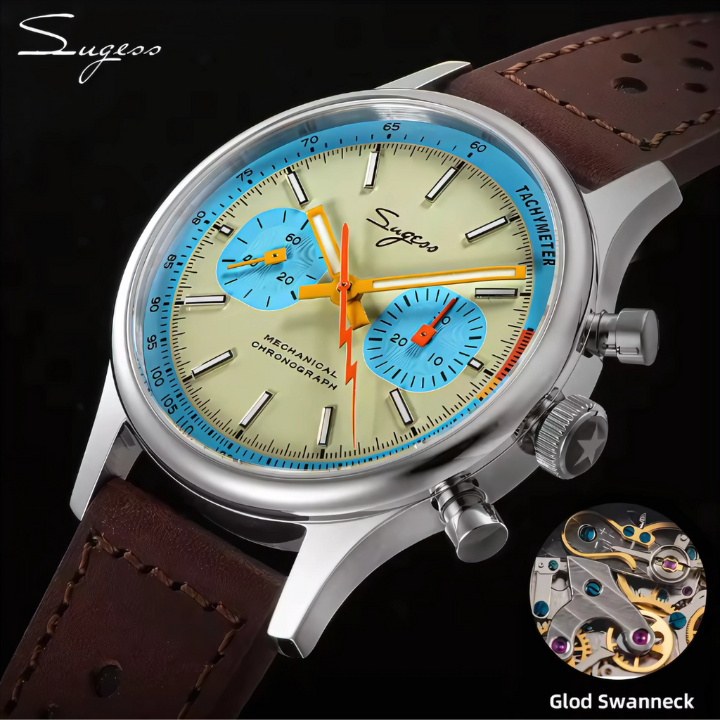 Reloj Mecánico Cronógrafo | Movimiento Swanneck y Cristal de Zafiro – SUGESS