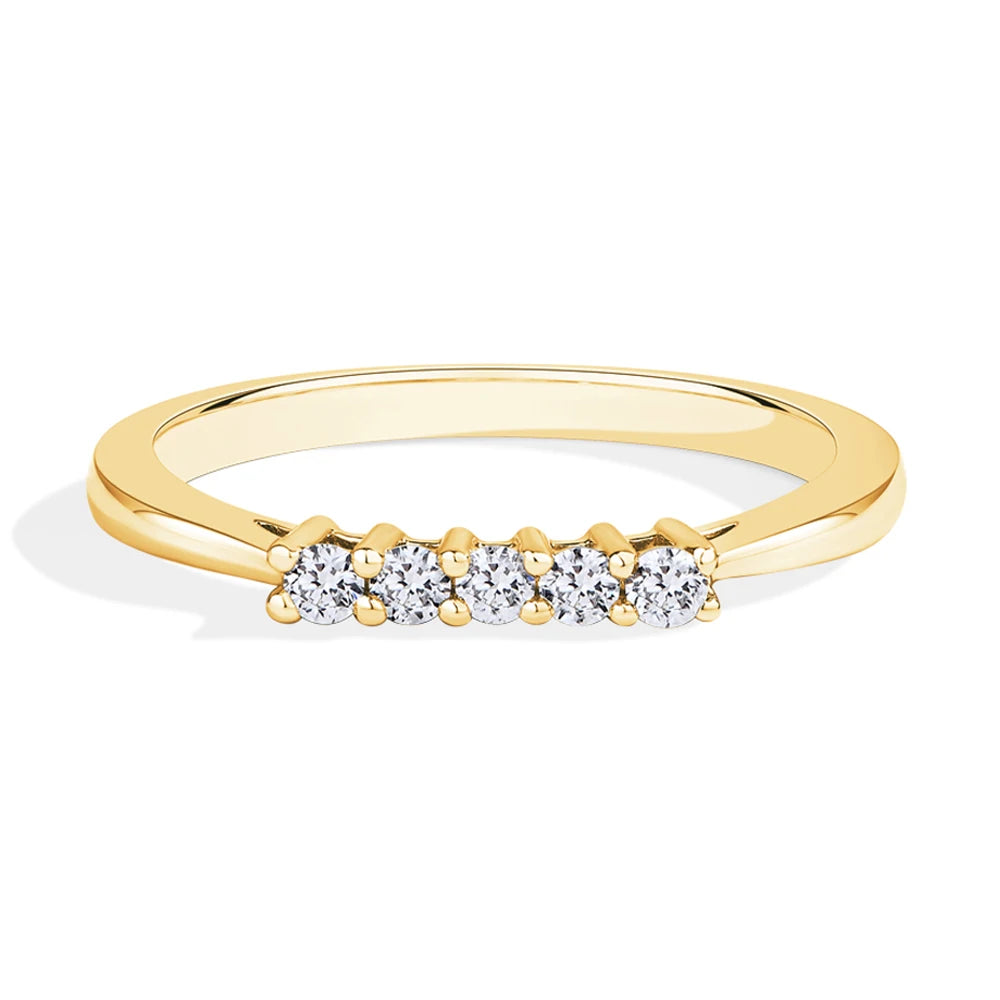 18K Gold Plated 925 Sterling Silver 2mm D Color Moissanite Stackable Wedding Band