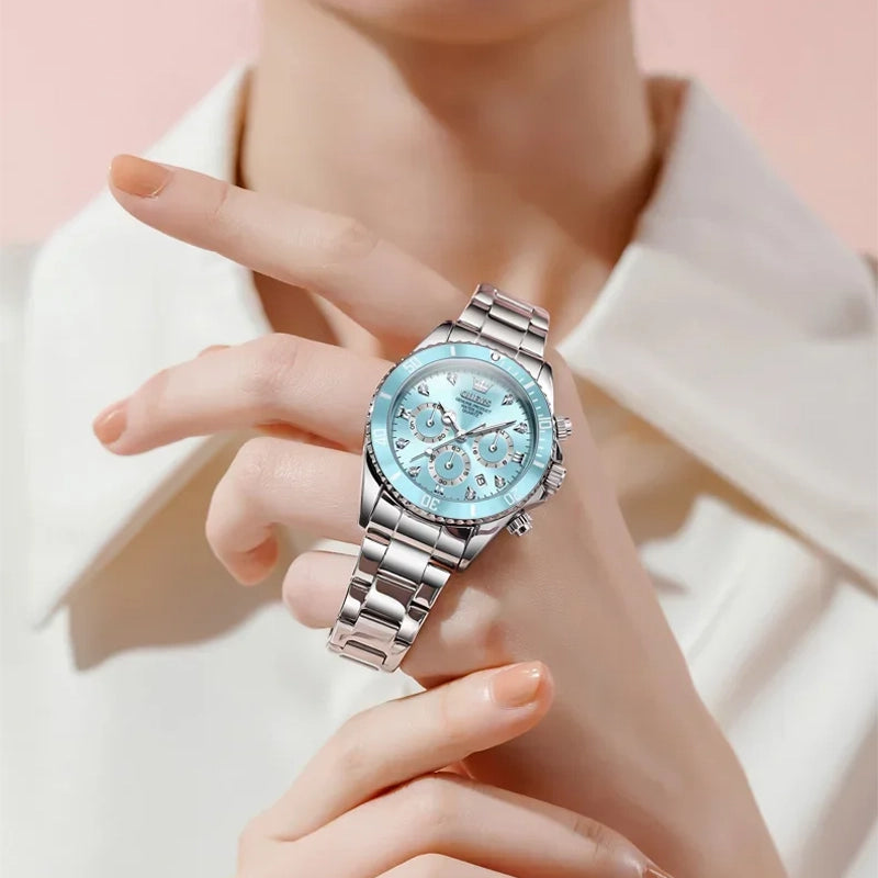 Women's Luxury Quartz Watch 35mm Stainless Steel Luminous Hands Date Display Water Resistant