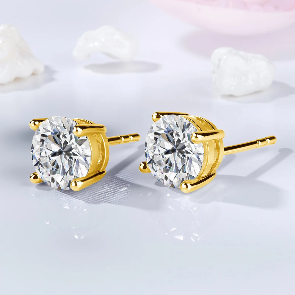 Elegant raft Jewelry D Color Moissanite Stud Earrings – 18K Gold Setting