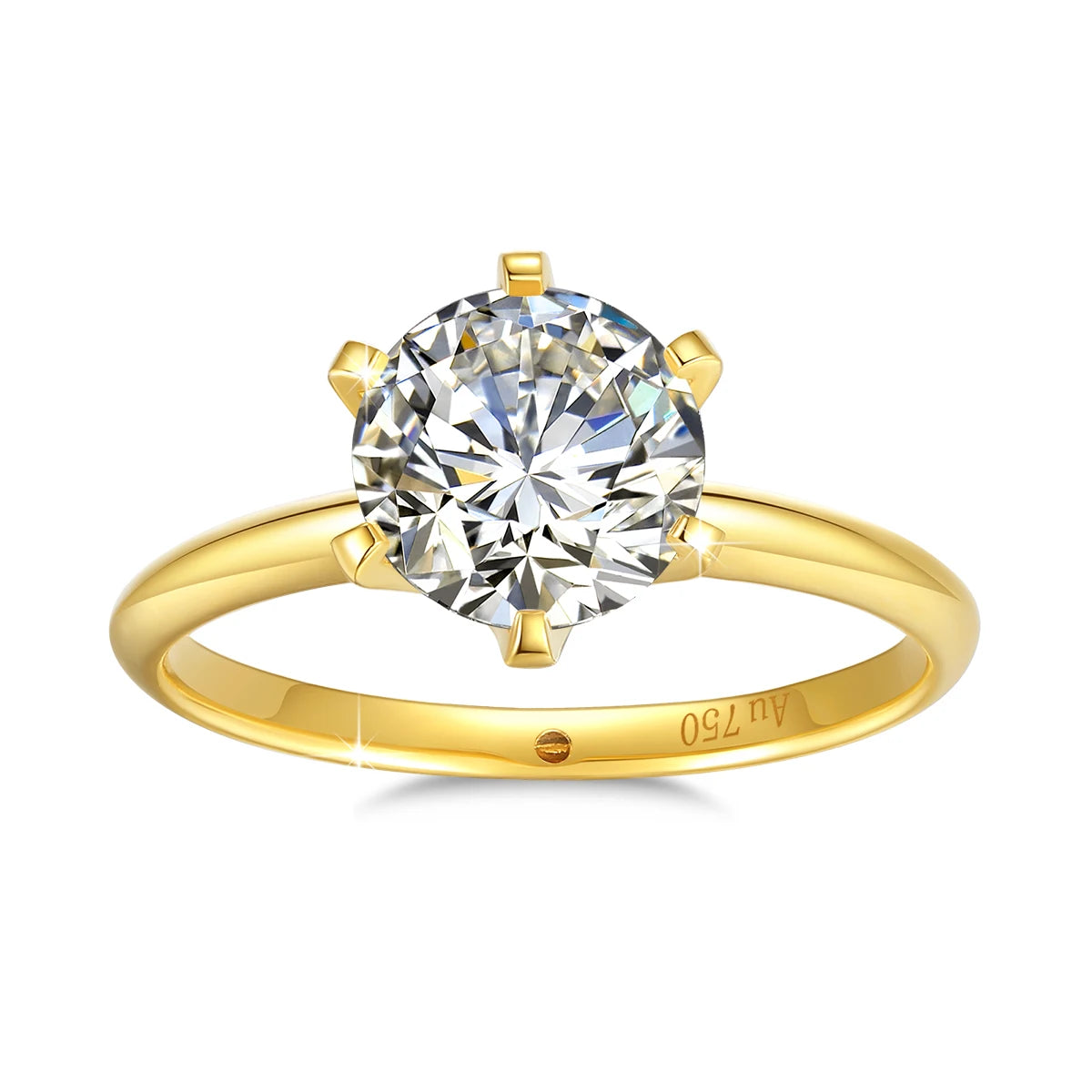 18K Gold Moissanite Engagement Ring Women 1 to 2 Carat Round Cut Diamond Wedding Jewelry