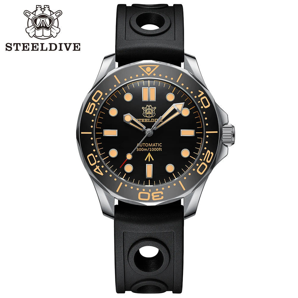 STEELDIVE SD1957 New Strap 42MM Vintage Bezel 200M Waterproof NH35 Green Luminou Sapphire Glass Automatic  Dive Watch Reloj