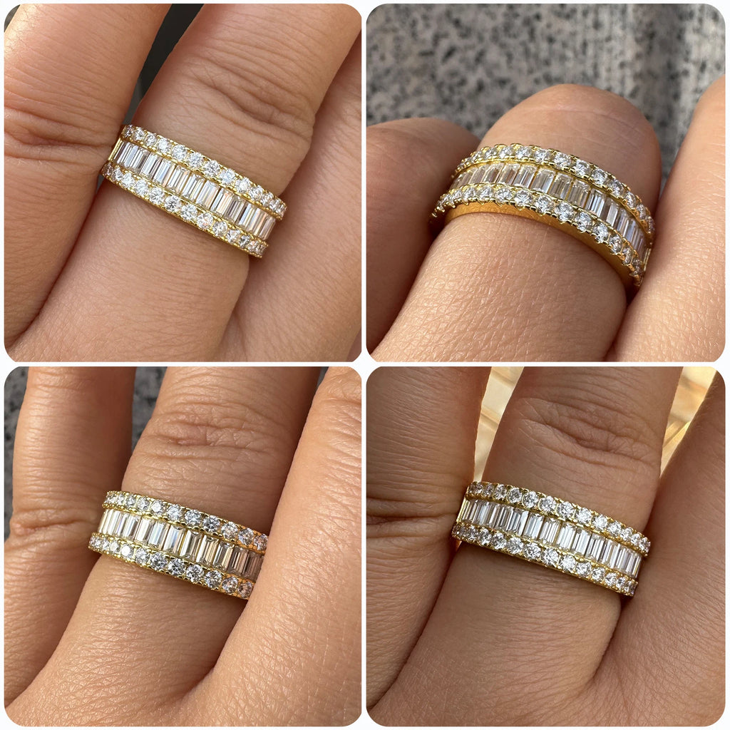 Newshe D Color Moissanite Half Eternity Wedding Band – 925 Sterling Silver Setting