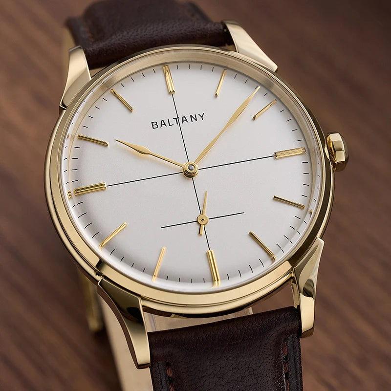 BALTANY Retro Mechanical Dress Watch for Men | Leather Strap with Waterproof Sapphire Crystal
