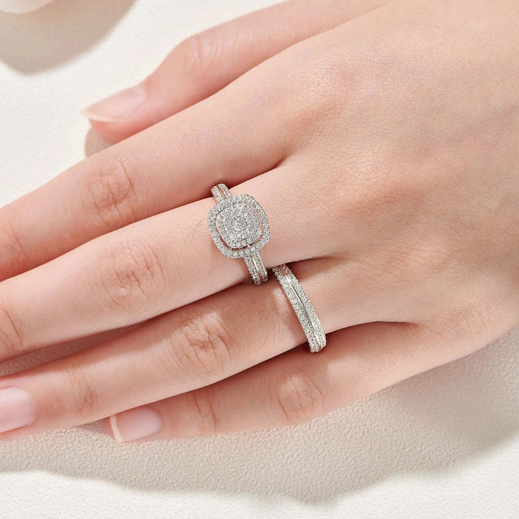 Women’s Moissanite Wedding Ring Set Elegant Round Cut 925 Sterling Silver Bridal Jewelry