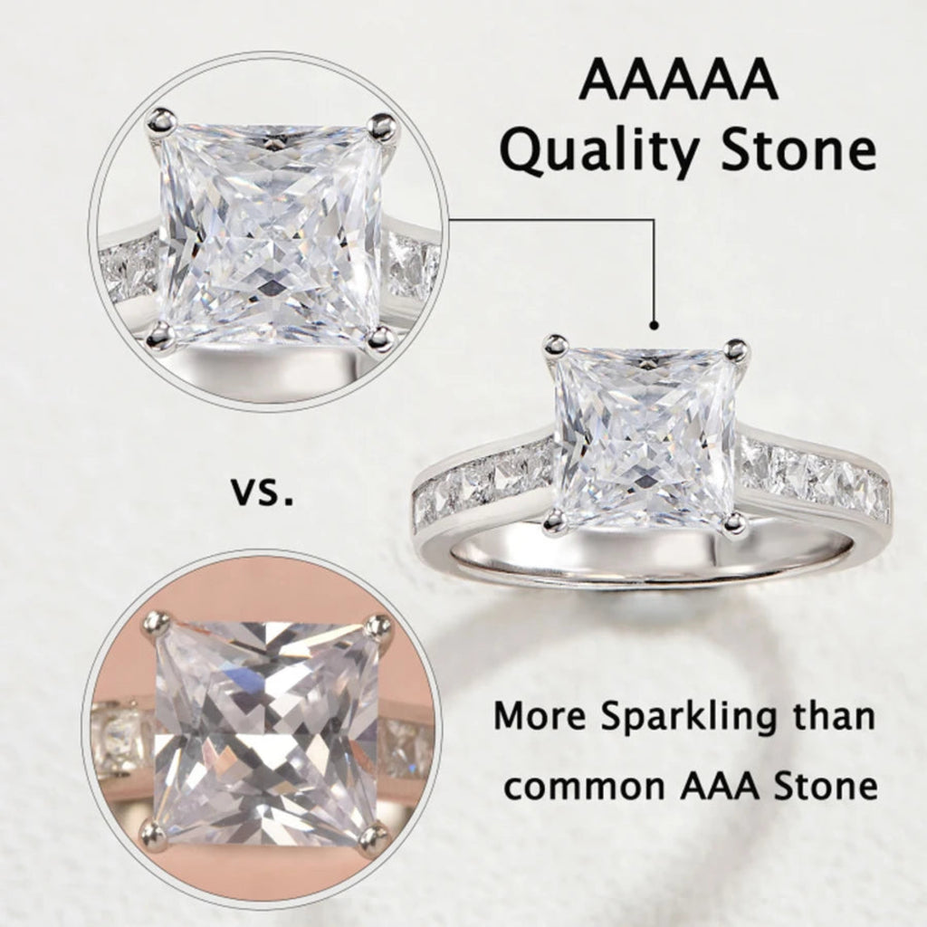Newshe Classic 2-Piece Wedding Ring Set – 7x7mm Princess Cut AAAAA Zircon in 925 Sterling Silver