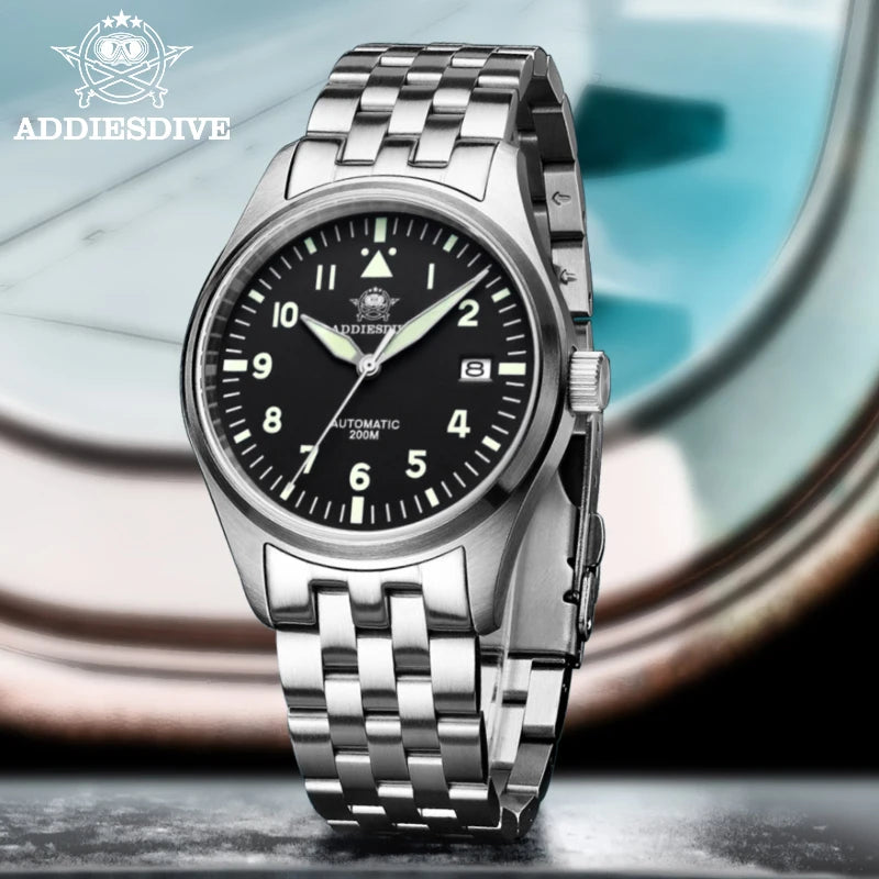 ADDIESDIVE Watches For Men Luxury Business Leisure Automatic Mechanical Men's Watch Fluorescent Waterproof NH35A 316L Stainless