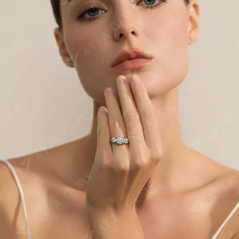 18K White Gold Plated 925 Sterling Silver 4ct Round Cut Moissanite Engagement Ring