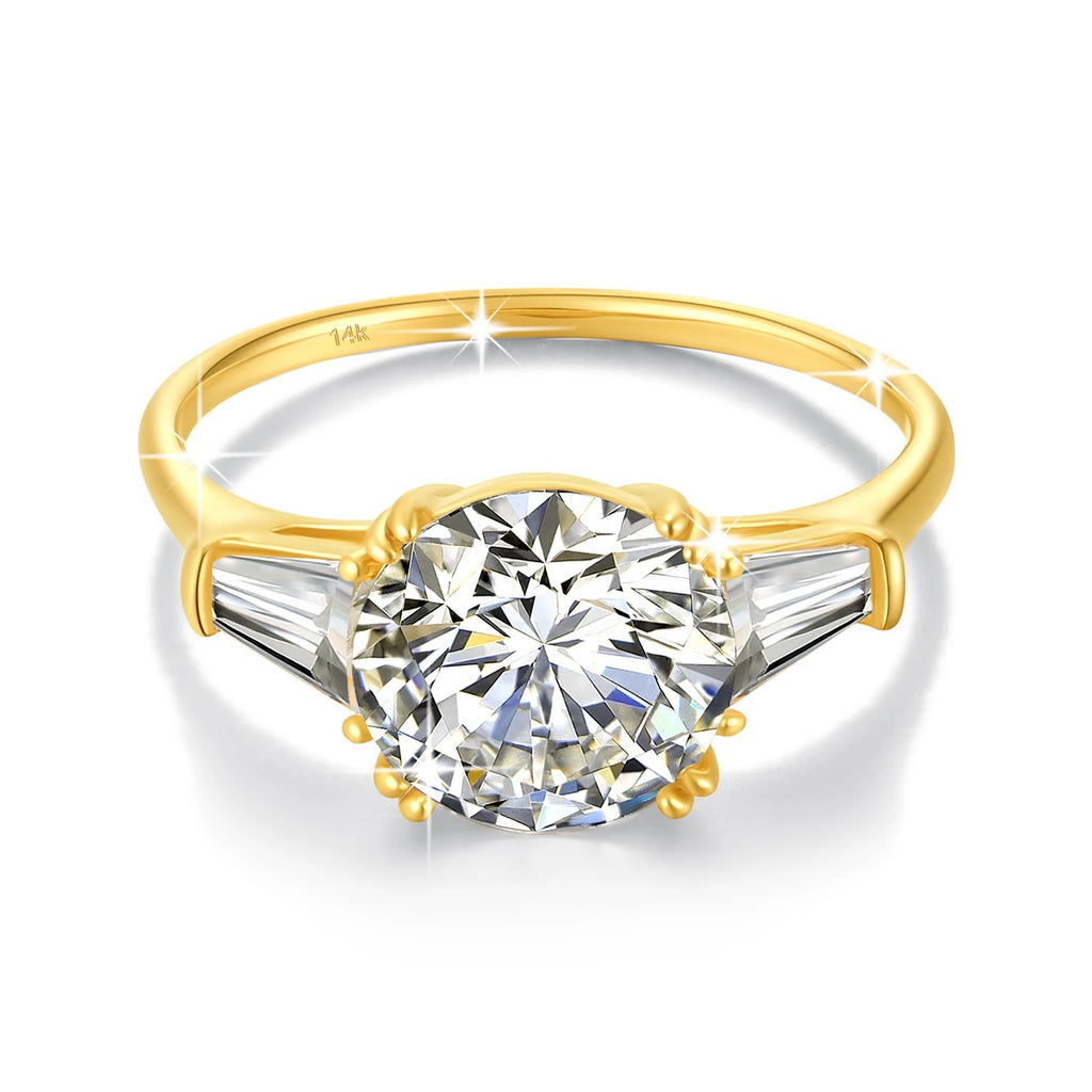 Szjinao 9mm Moissanite Ring – Real 14K Gold, D Color Brilliant Cut Wedding Band for Women