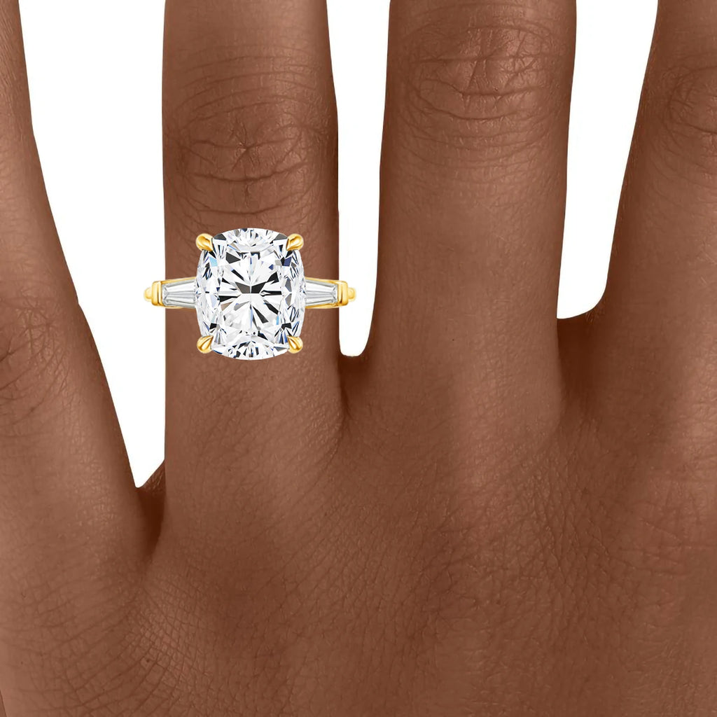 Szjinao 14K Gold Cushion Cut Moissanite Engagement Ring – 8 Carat D Color Certified