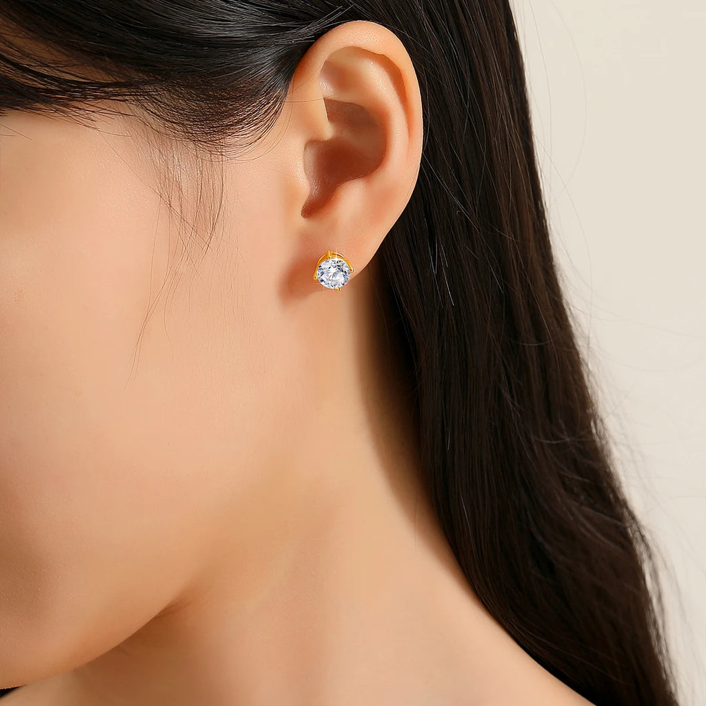 Elegant raft Jewelry D Color Moissanite Stud Earrings – 18K Gold Setting