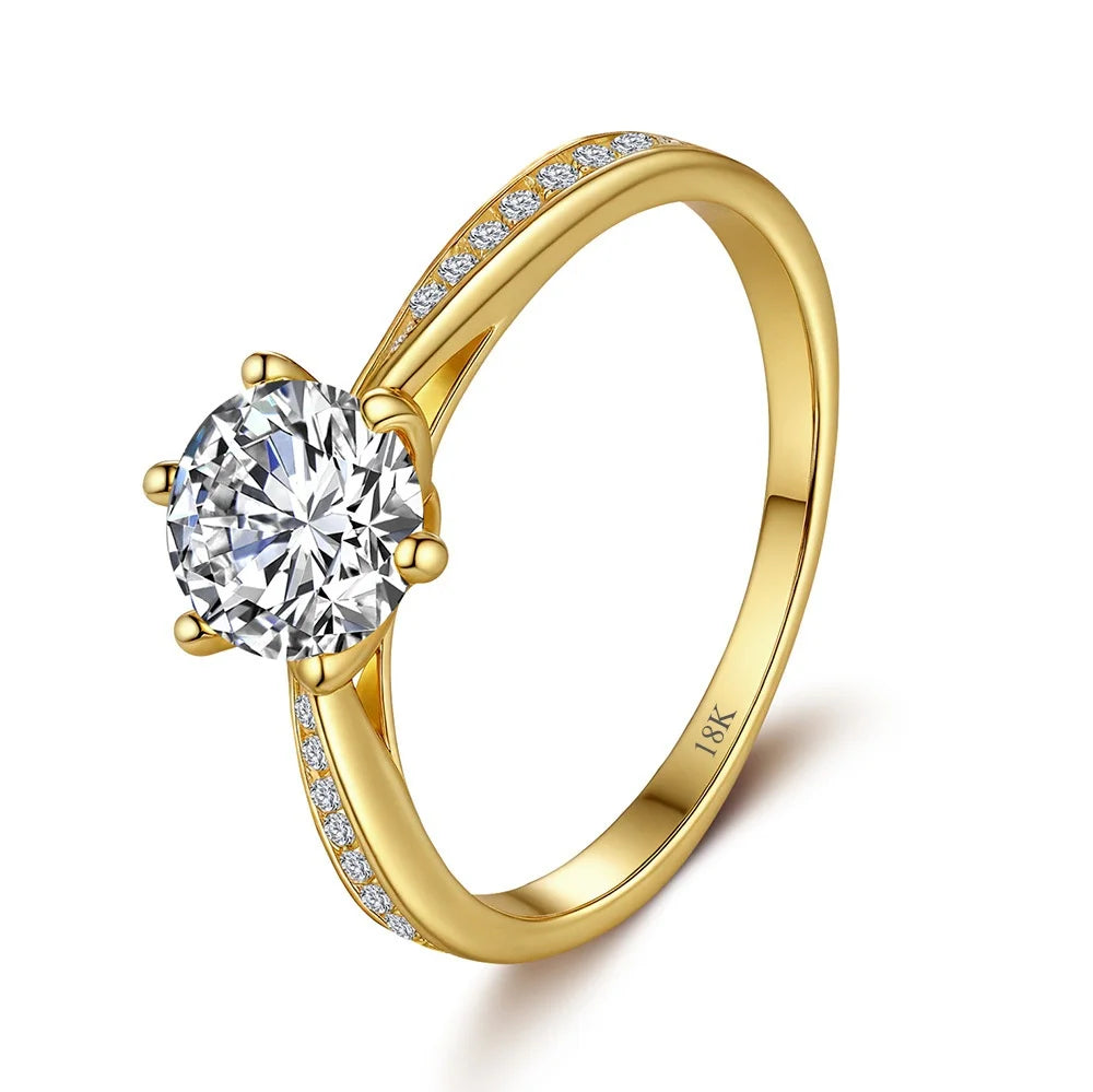 CKT 1CT Moissanite Ring – 100% Real 18K Gold, Luxury Wedding Jewelry for Women
