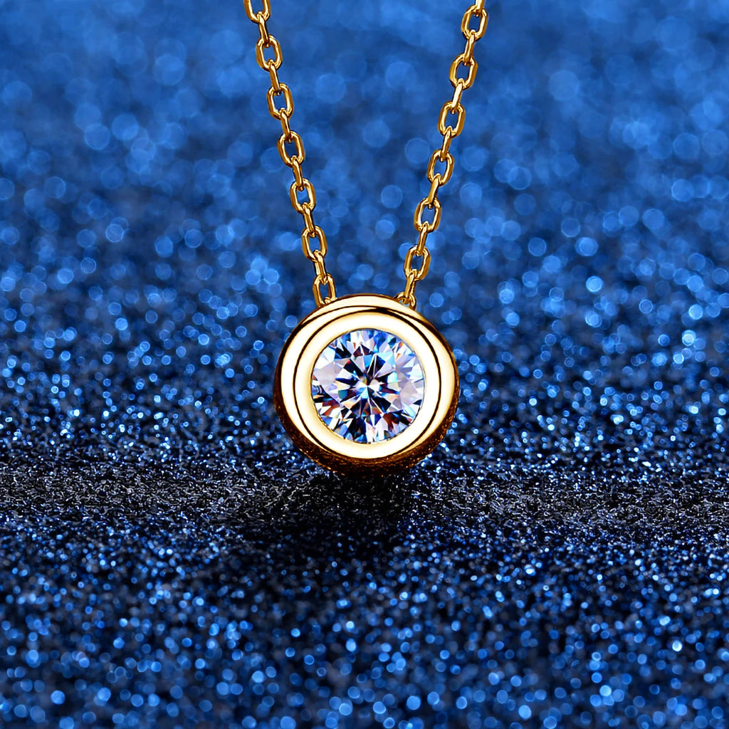 Golden Luxe 0.5ct Moissanite Necklace – 18K Yellow Gold Solitaire Pendant, Certified Authentic
