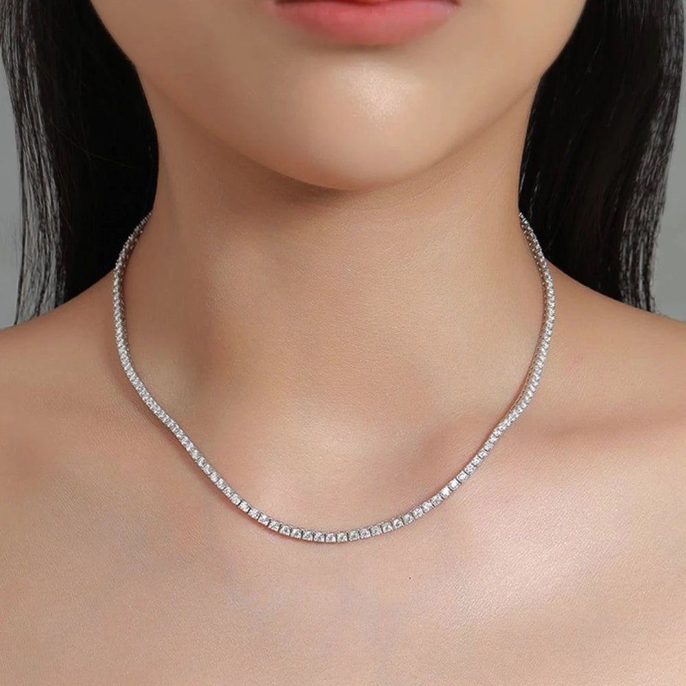 Women’s Moissanite Tennis Necklace Sterling Silver Diamond Cut Choker Jewelry Gift