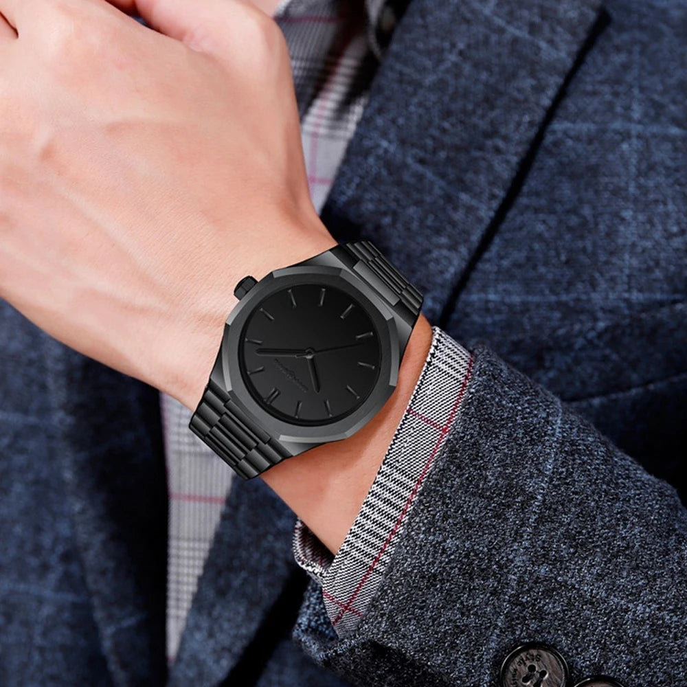 Original Top Brand Stainless Steel Men Wristwatch Classic Business Waterproof Man Black Clock Japan Movement Quartz Mens Watches - RoyElite