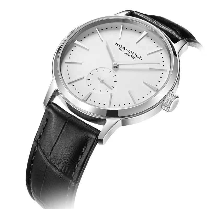 Seagull Elegant Mechanical Wristwatch for Men – ST17 Automatic Movement, Leather Strap, Sapphire Crystal