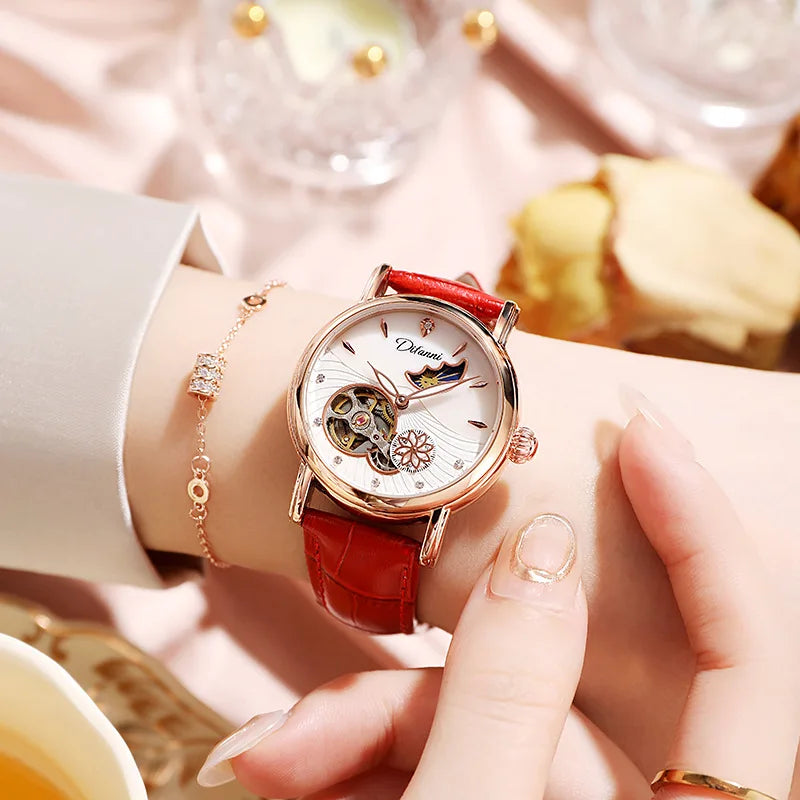 Rotatable Flowers Female Watch Women Top Brand Luxury Fashion Moon Phase Waterproof Lady Automatic Mechanical Watches Reloj