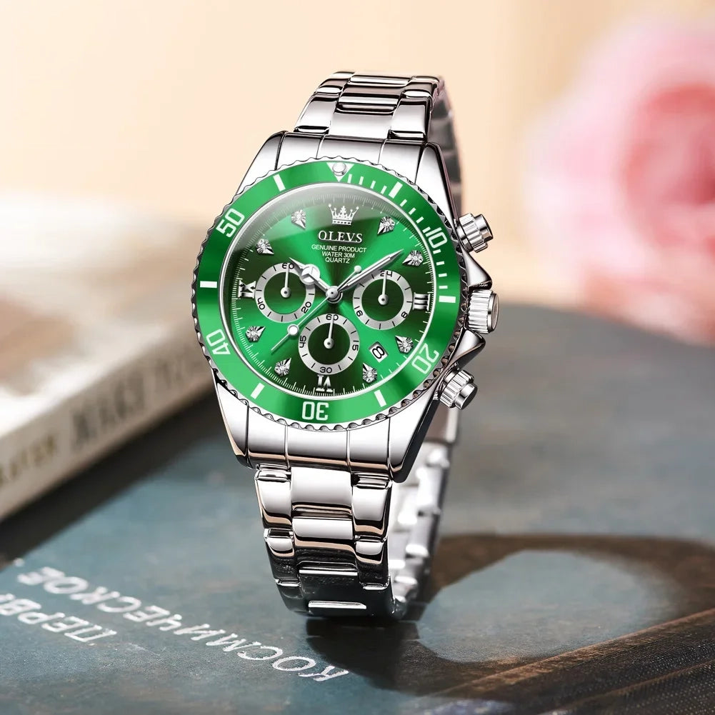 Women's Luxury Quartz Watch 35mm Stainless Steel Luminous Hands Date Display Water Resistant