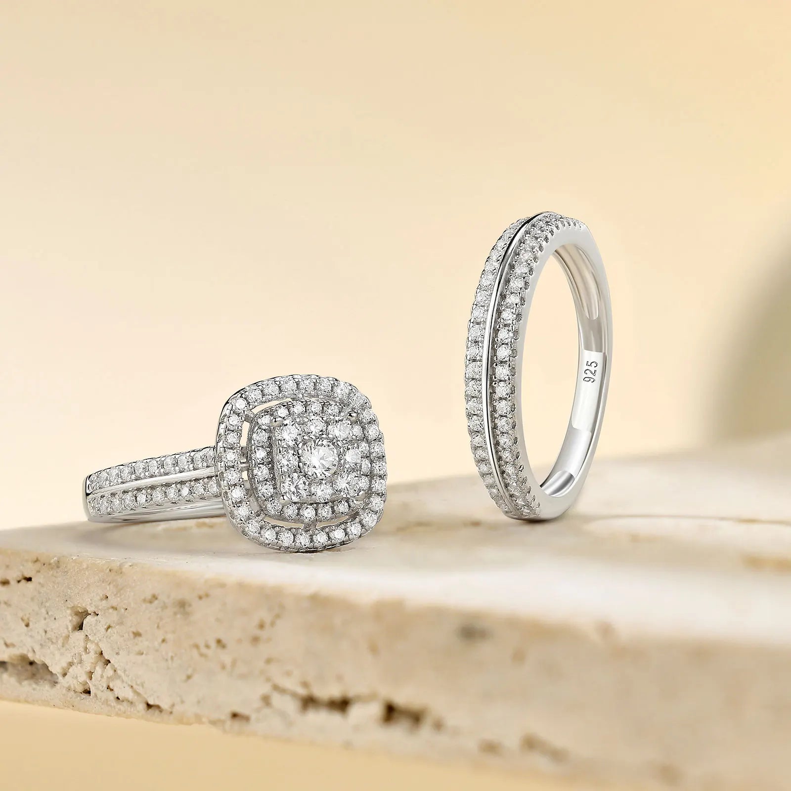 Women’s Moissanite Wedding Ring Set Elegant Round Cut 925 Sterling Silver Bridal Jewelry