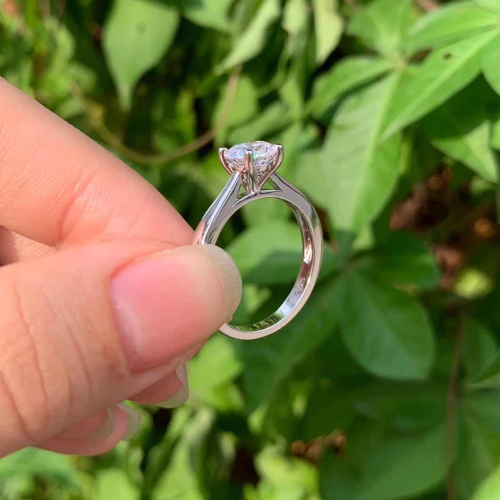 Newshe Solitaire Round Cubic Zirconia Engagement & Wedding Rings – 925 Sterling Silver, White & Yellow Gold Finish
