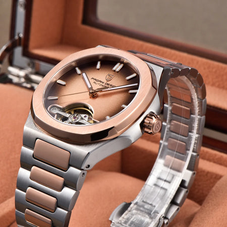 2025 New PAGANI DESIGN Tourbillon Mens Mechanical Watches Rose Gold Luxury Automatic Watch For Man AR Sapphire Mirror Luminous - RoyElite