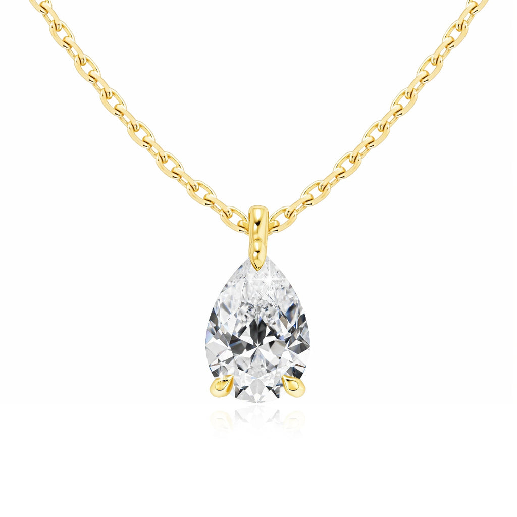 Szjinao Pear Cut 14K Gold Moissanite Necklace – Waterdrop Pendant for Wedding & Party Jewelry