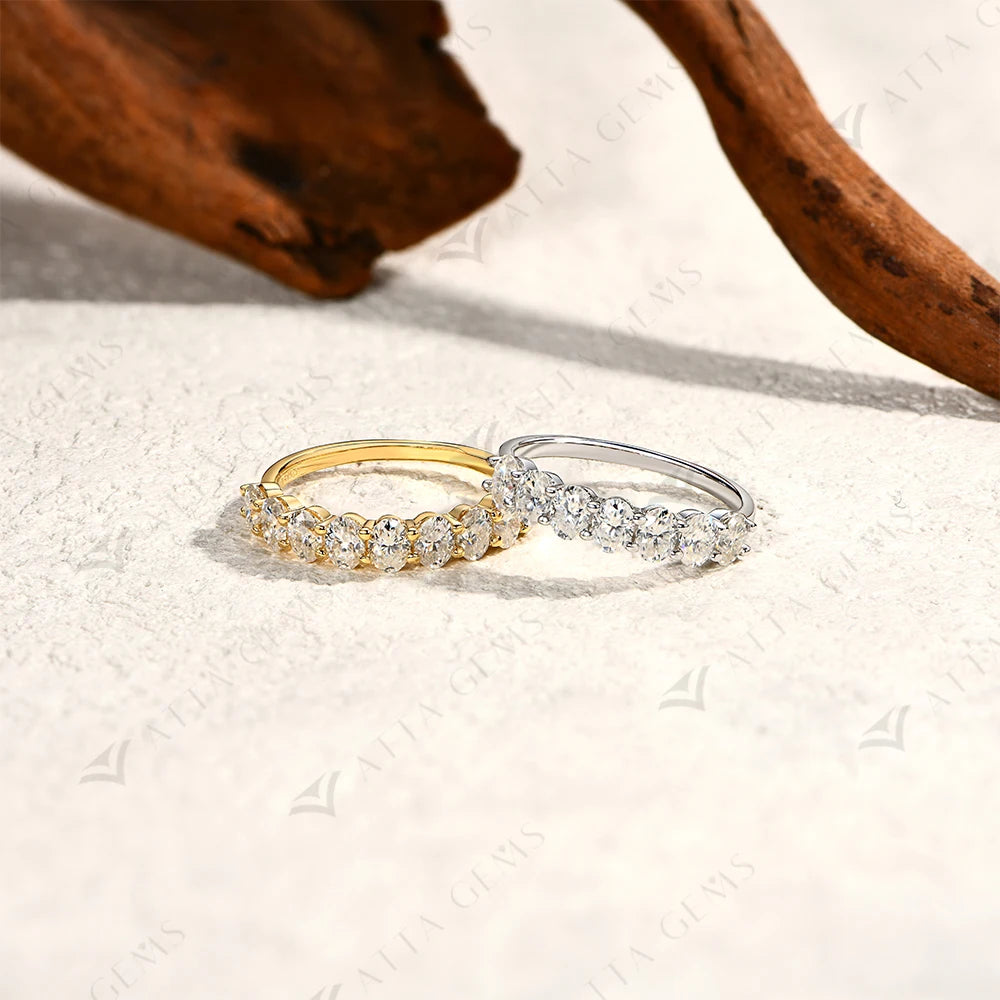 Women’s Oval Cut Moissanite Ring 1.8CT D Color 925 Sterling Silver 18K Gold Plated Band