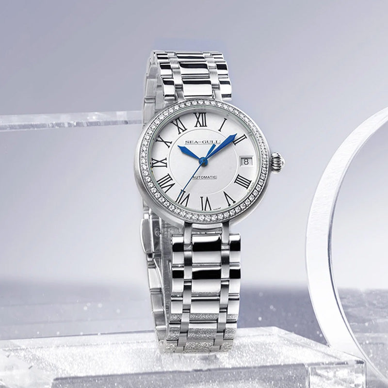 Ultra-Thin Automatic Mechanical Watch for Women – Roman Dial, Sapphire Glass, Holiday-Inspired Design