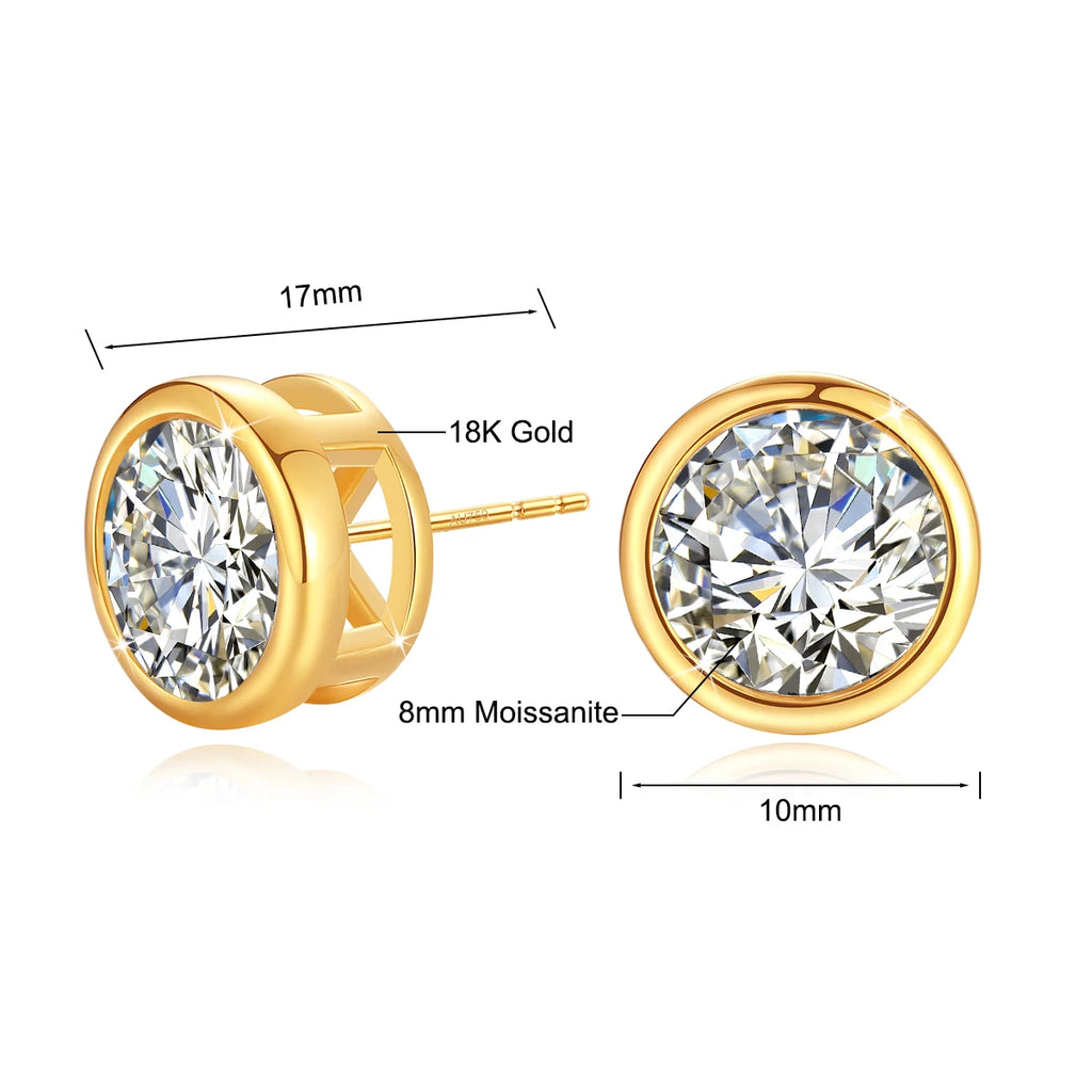 Szjinao 2ct Moissanite Stud Earrings – 18K Gold Mount