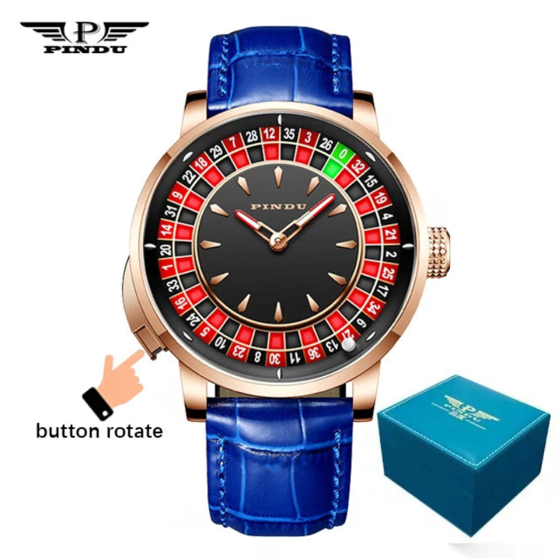 Mechanical Roulette Dial Watch | Interactive Elegance with Diamond Detail by PINDU - RoyElite