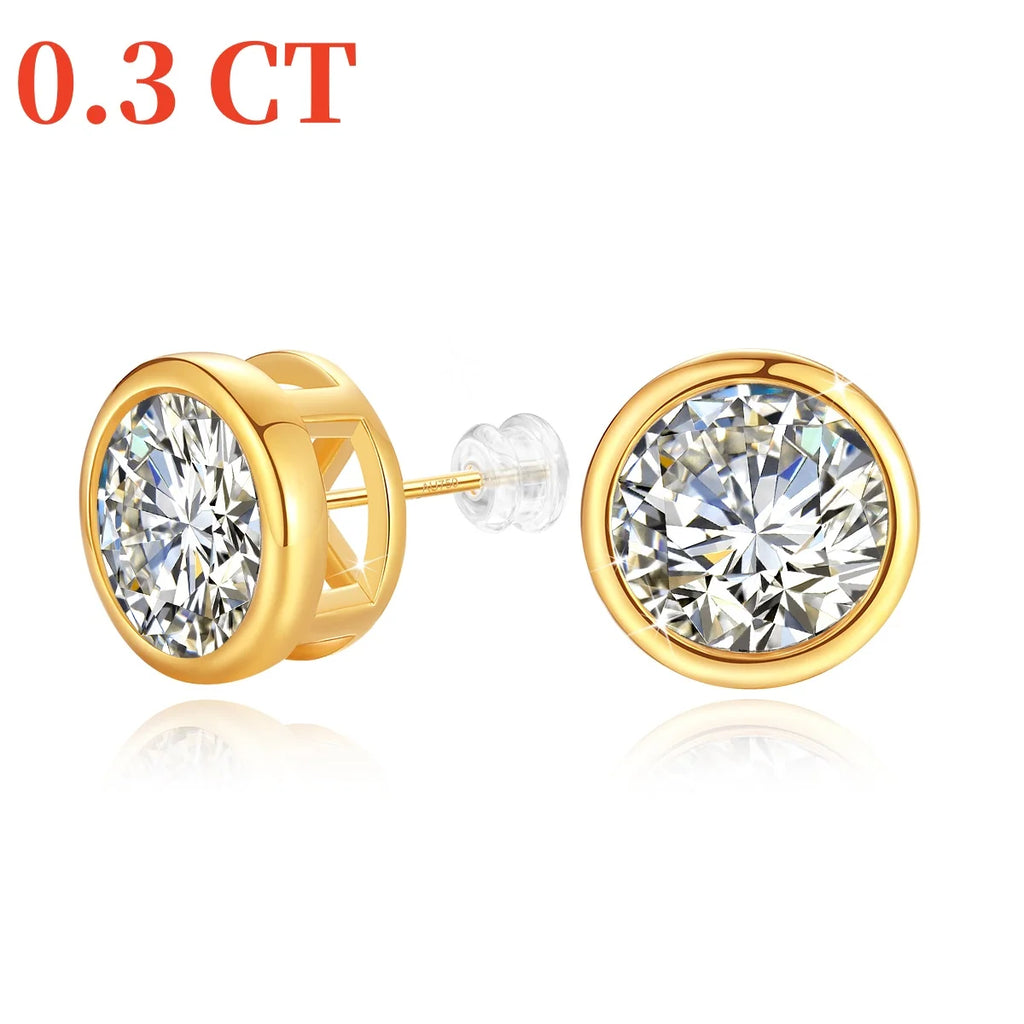 Szjinao 2ct Moissanite Stud Earrings – 18K Gold Mount