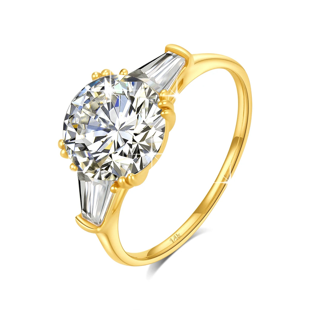 Szjinao 9mm Moissanite Ring – Real 14K Gold, D Color Brilliant Cut Wedding Band for Women