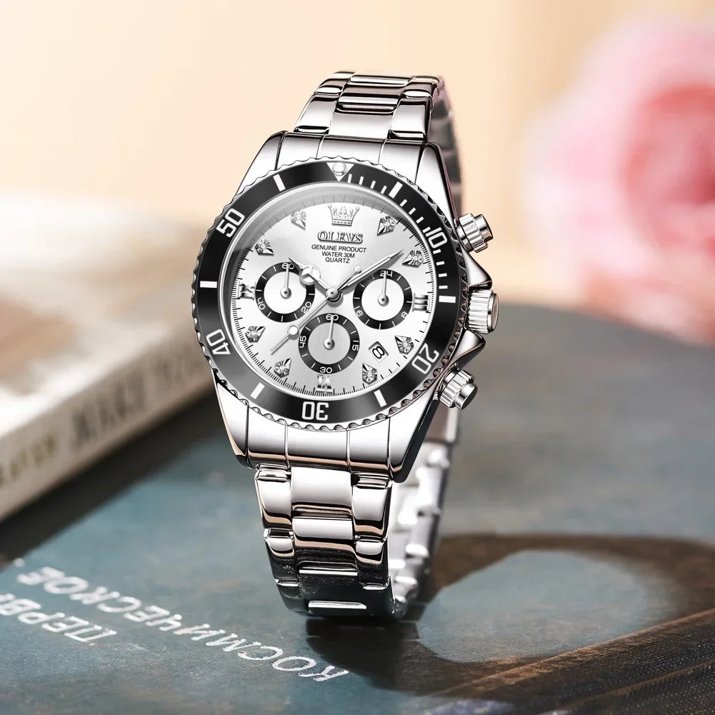 Women's Luxury Quartz Watch 35mm Stainless Steel Luminous Hands Date Display Water Resistant