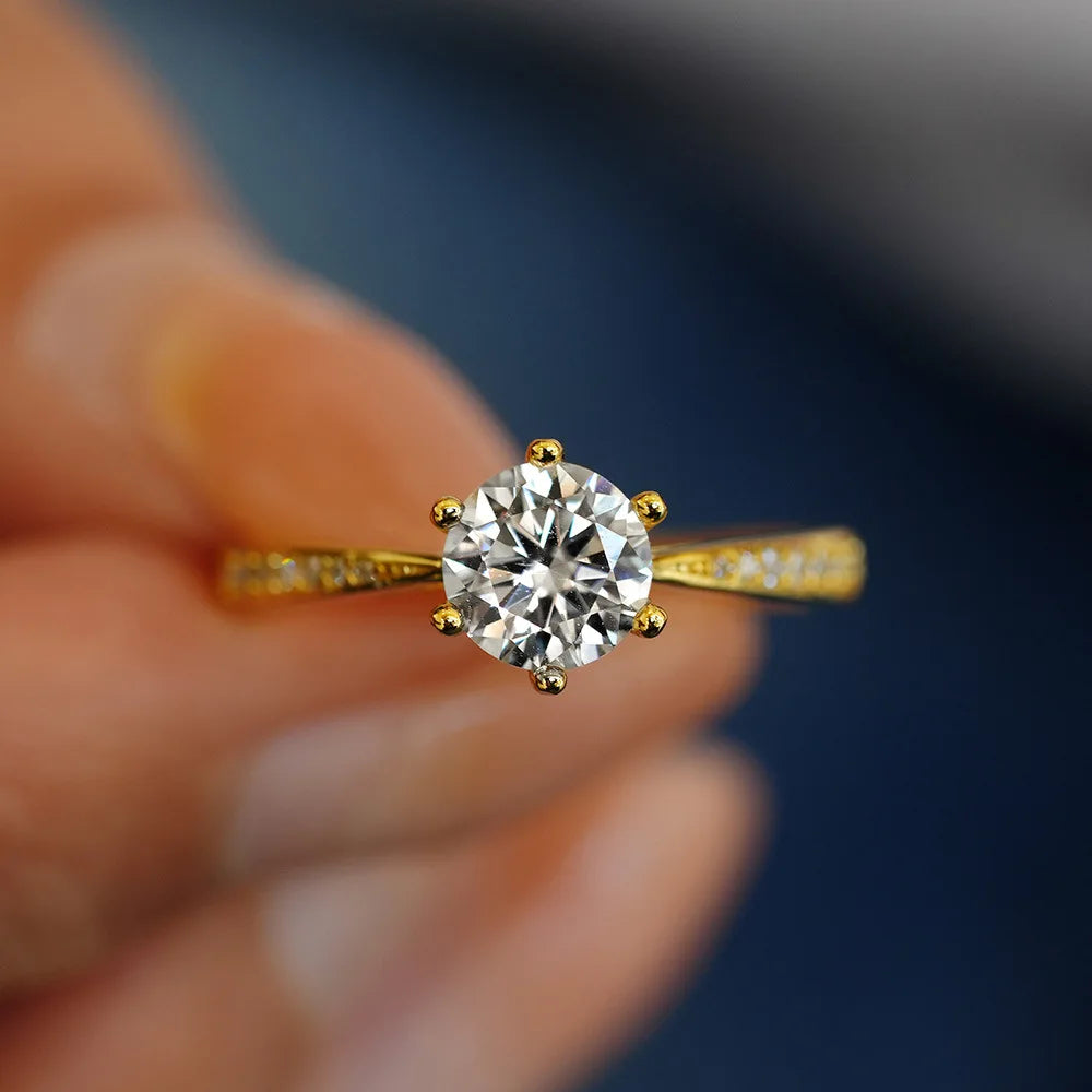 CKT 1CT Moissanite Ring – 100% Real 18K Gold, Luxury Wedding Jewelry for Women